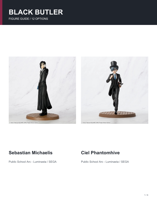 First page of Black Butler Figure Guide