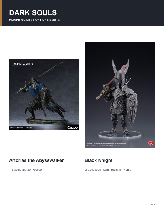 First page of Dark Souls Figure Guide