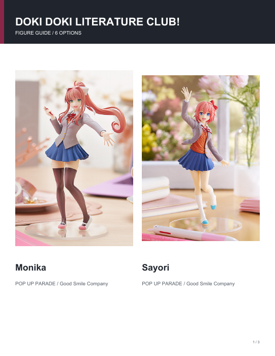 First page of Doki Doki Literature Club Figure Guide